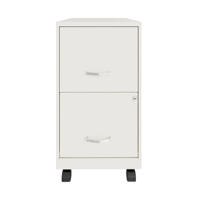 Space Solutions 18 2 Drawer Mobile Vertical File Cabinet, Pearl White