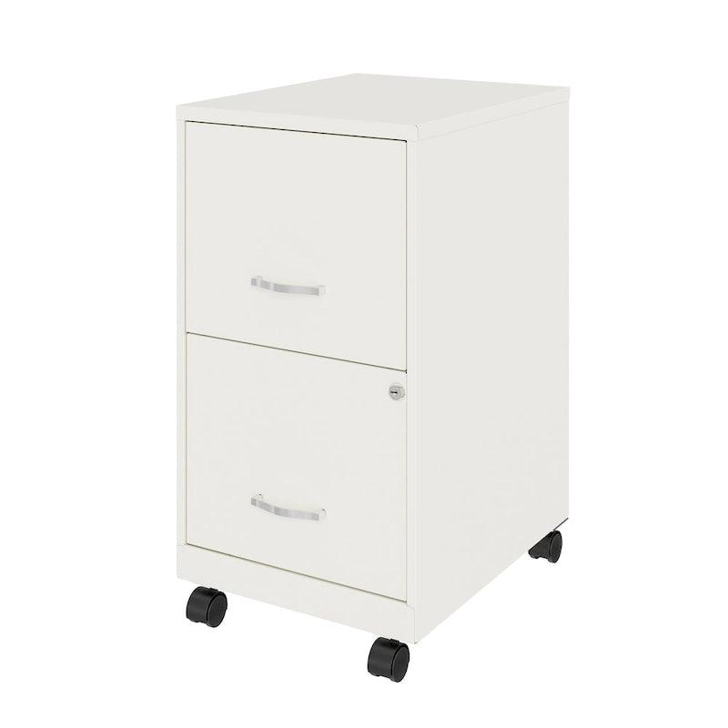 Space Solutions 18 2 Drawer Mobile Vertical File Cabinet, Pearl White