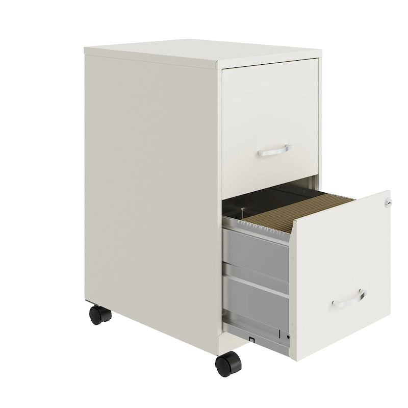 Space Solutions 18 2 Drawer Mobile Vertical File Cabinet, Pearl White