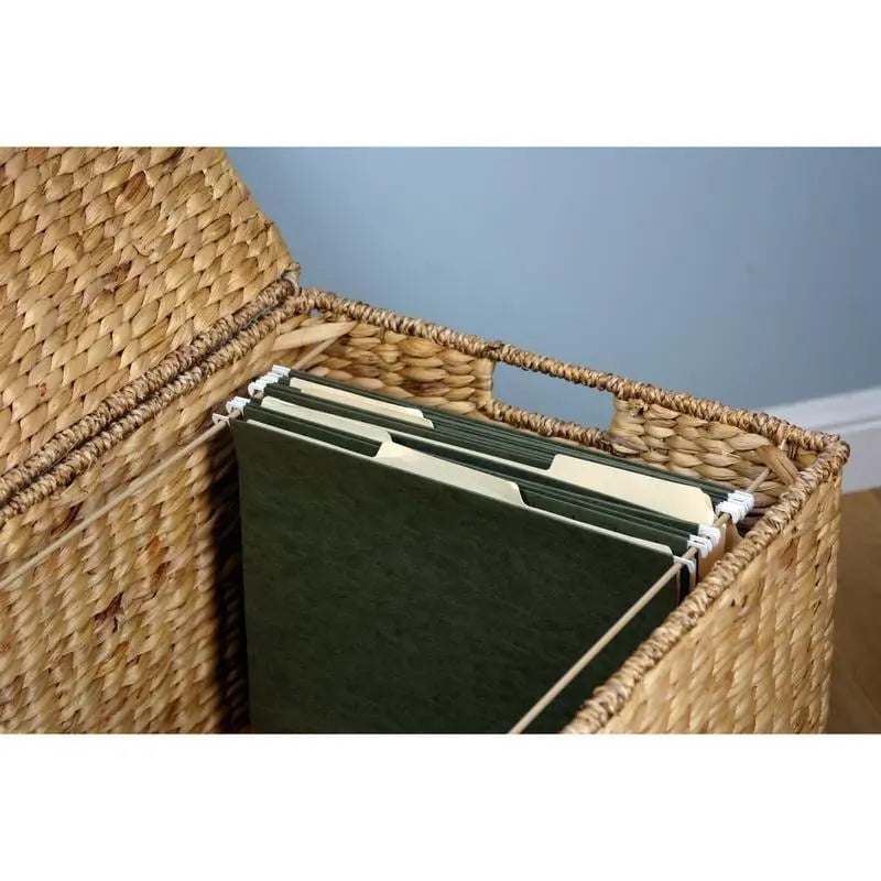 Porch & Den Westphalian Wicker Storage Filing Cabinet & Printer Stand with Wheels