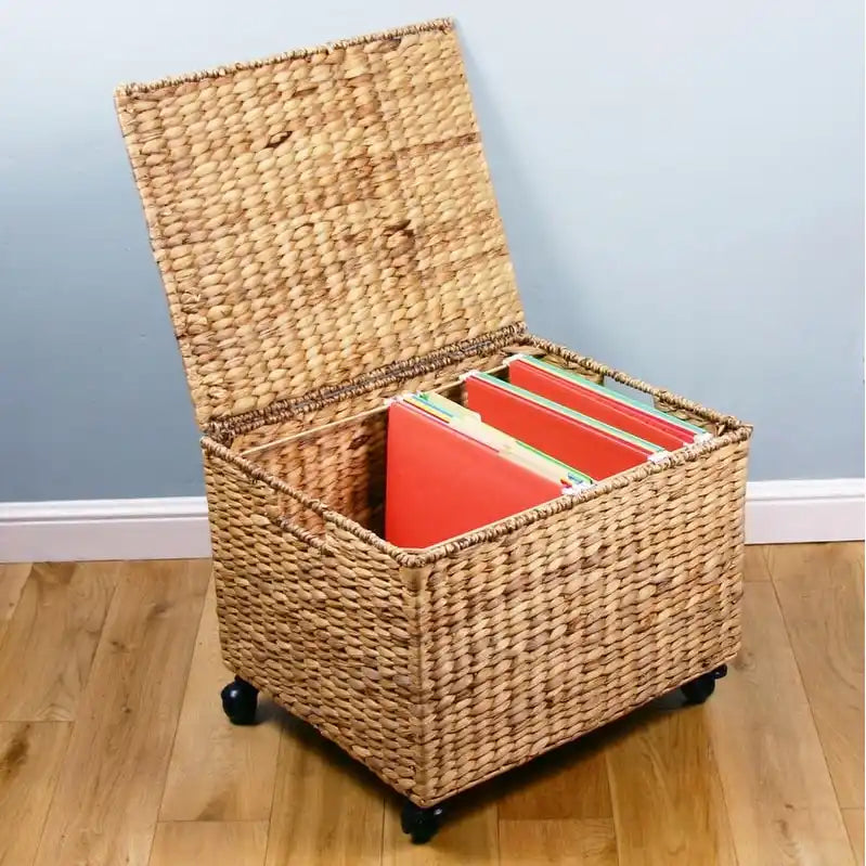 Porch & Den Westphalian Wicker Storage Filing Cabinet & Printer Stand with Wheels
