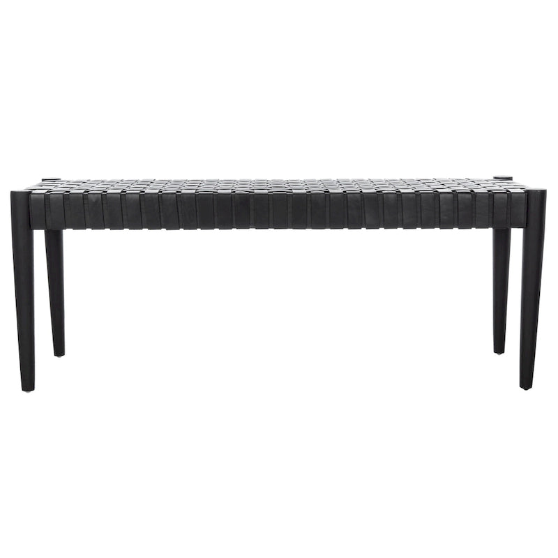 SAFAVIEH Manervia Wood & Leather Bench - 47Wx16Dx18H