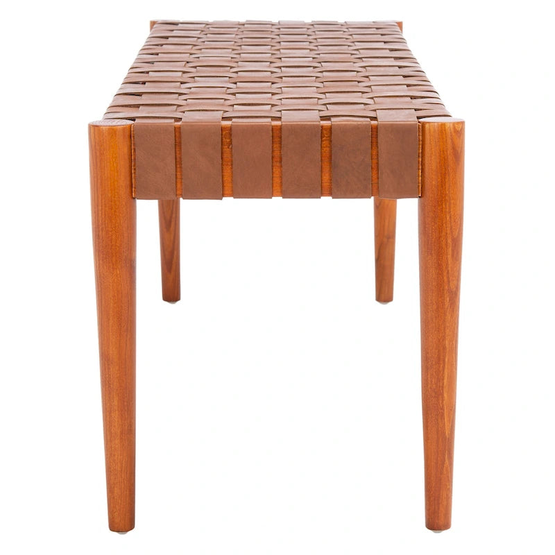 SAFAVIEH Manervia Wood & Leather Bench - 47Wx16Dx18H