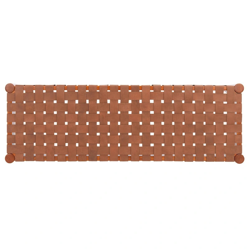 SAFAVIEH Manervia Wood & Leather Bench - 47Wx16Dx18H