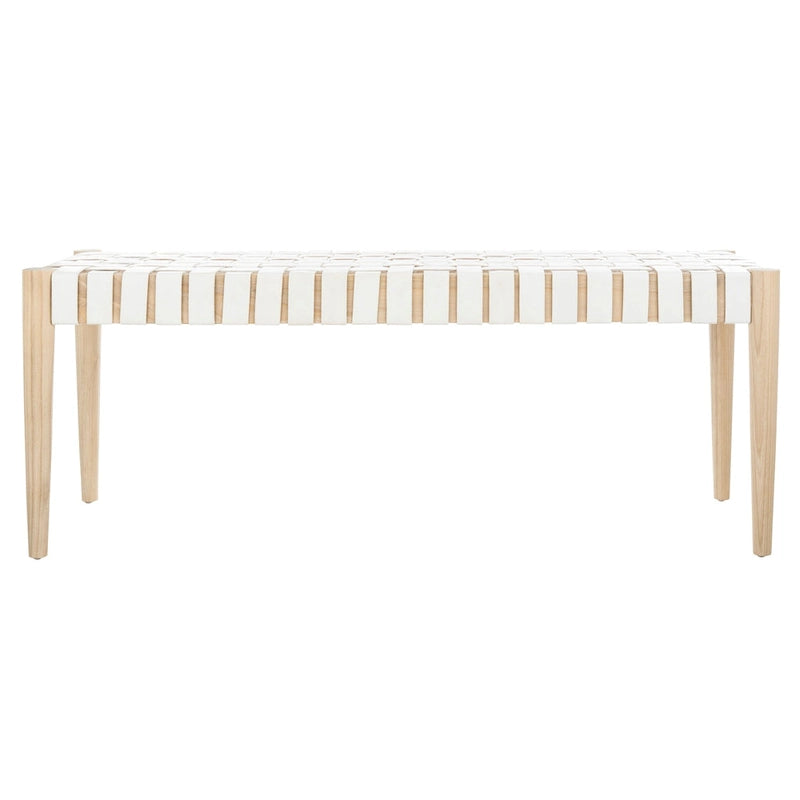 SAFAVIEH Manervia Wood & Leather Bench - 47Wx16Dx18H