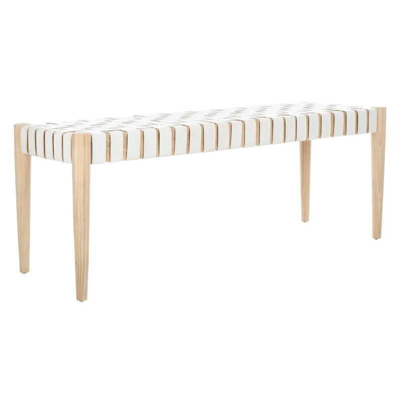SAFAVIEH Manervia Wood & Leather Bench - 47Wx16Dx18H