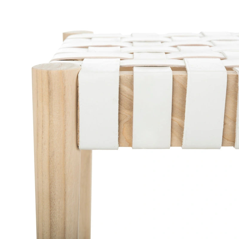 SAFAVIEH Manervia Wood & Leather Bench - 47Wx16Dx18H