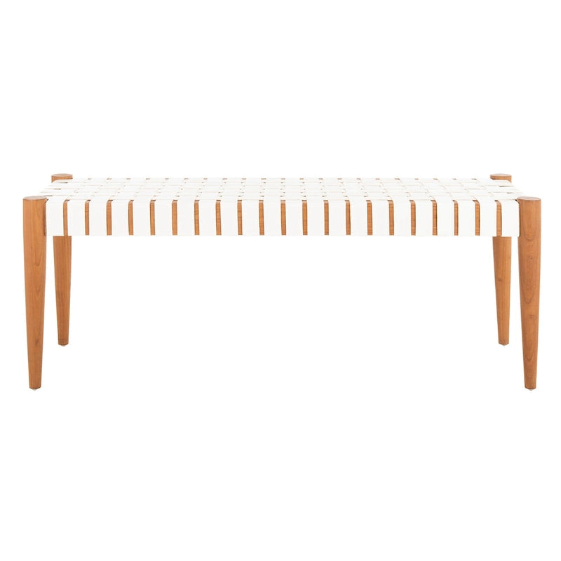 SAFAVIEH Manervia Wood & Leather Bench - 47Wx16Dx18H