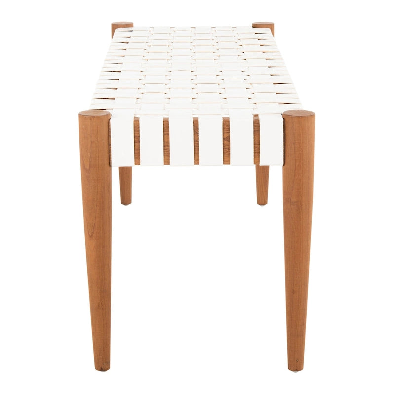 SAFAVIEH Manervia Wood & Leather Bench - 47Wx16Dx18H