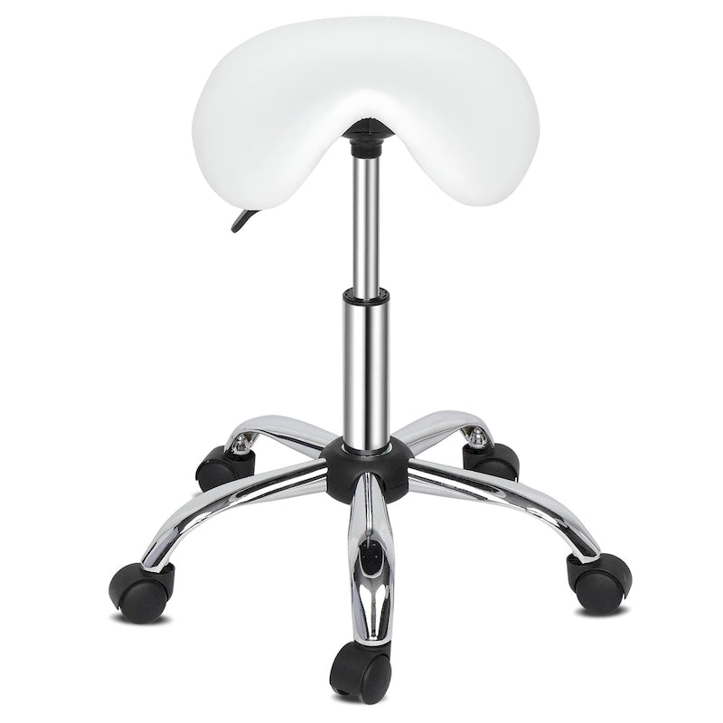 Adjustable Rolling Saddle Stool PU Leather Rolling Stool Salon Chair with Wheels