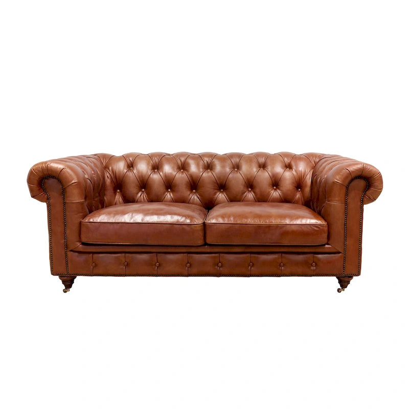 Pasargad Home Paris Club Genuine Leather Chester Bay Tufted Sofa/Chair