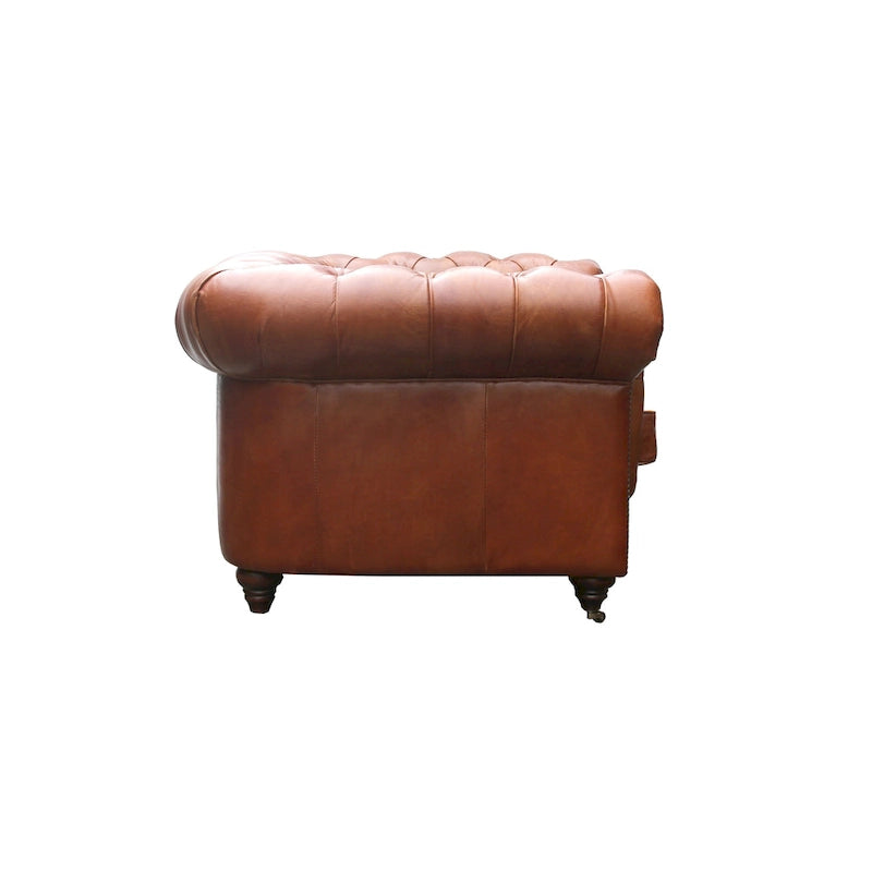 Pasargad Home Paris Club Genuine Leather Chester Bay Tufted Sofa/Chair