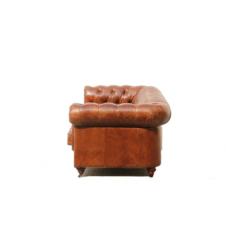 Pasargad Home Paris Club Genuine Leather Chester Bay Tufted Sofa/Chair