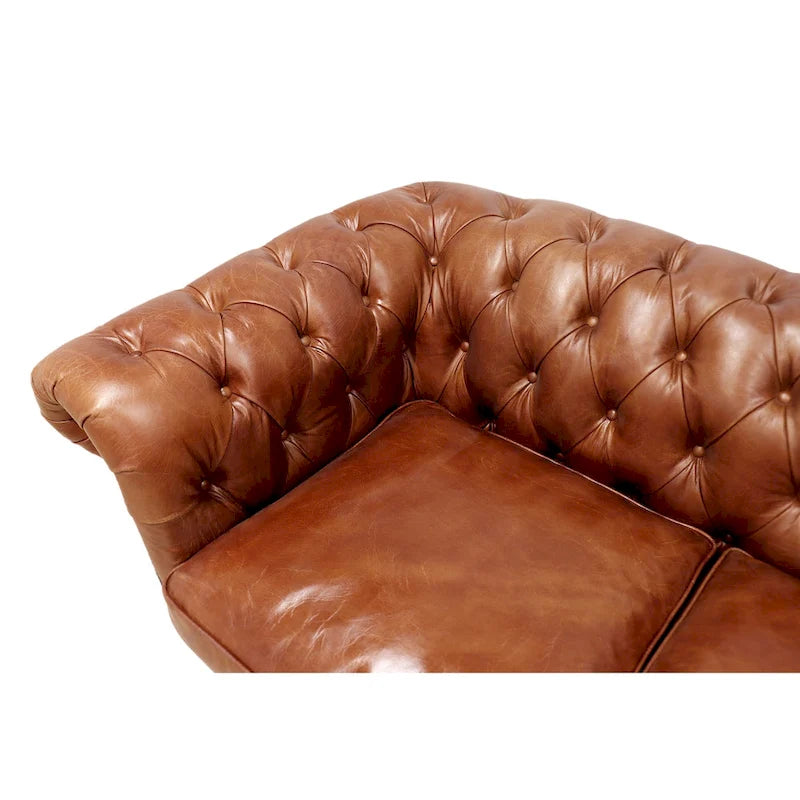 Pasargad Home Paris Club Genuine Leather Chester Bay Tufted Sofa/Chair