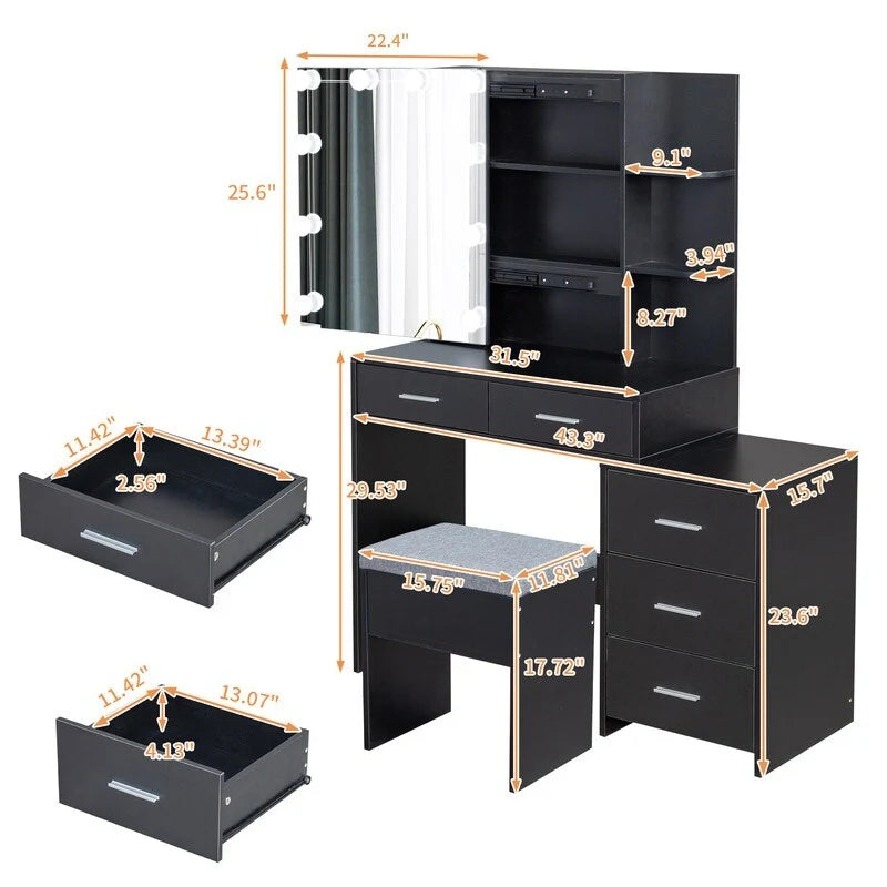 Makeup Table Set with Led Lights
