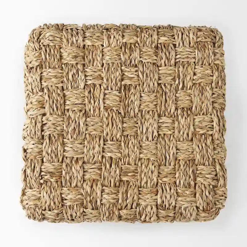 Mercana Adele Brown Woven Seagrass Square Pouf