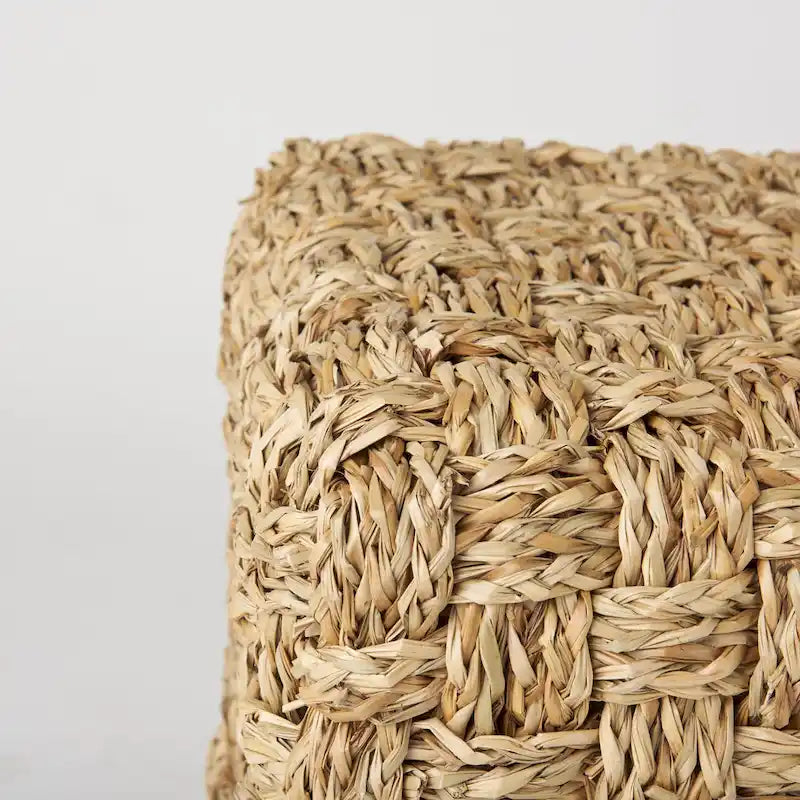 Mercana Adele Brown Woven Seagrass Square Pouf