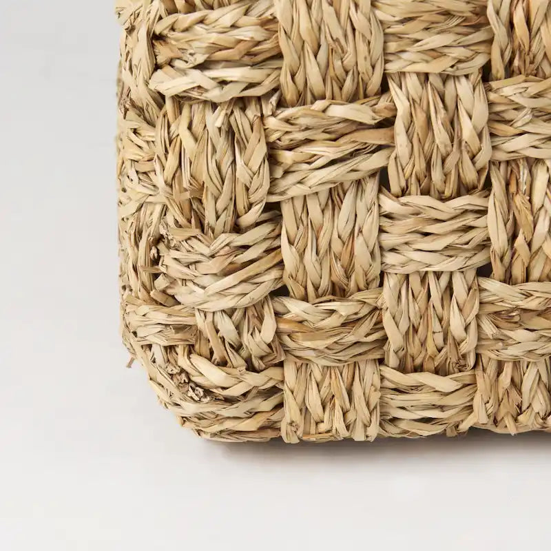 Mercana Adele Brown Woven Seagrass Square Pouf