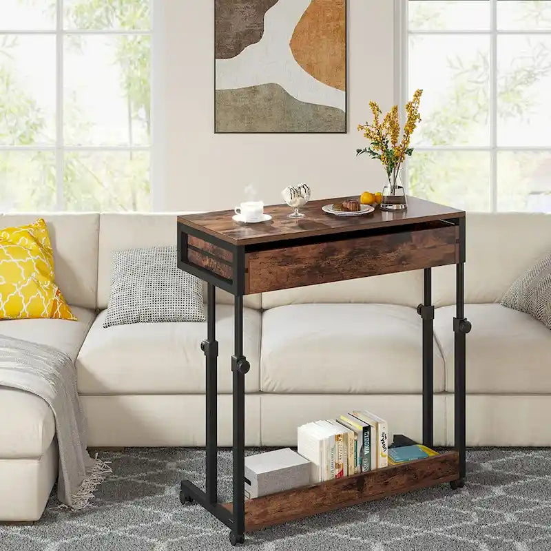 Mobile Portable Desk with Drawers, Adjustable Laptop Desk