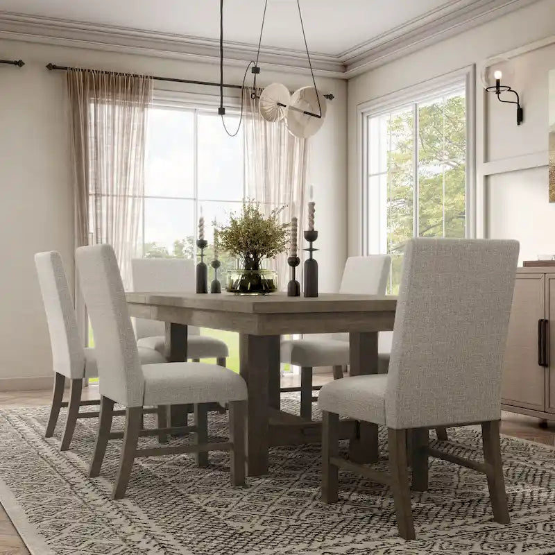 Jusk Rustic Grey Wood 7-Piece Dining Table Set by Furniture of America