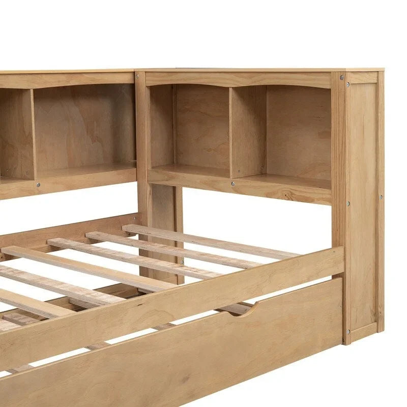 Twin Size Daybed with Trundle,Storage Cabinets and USB Ports