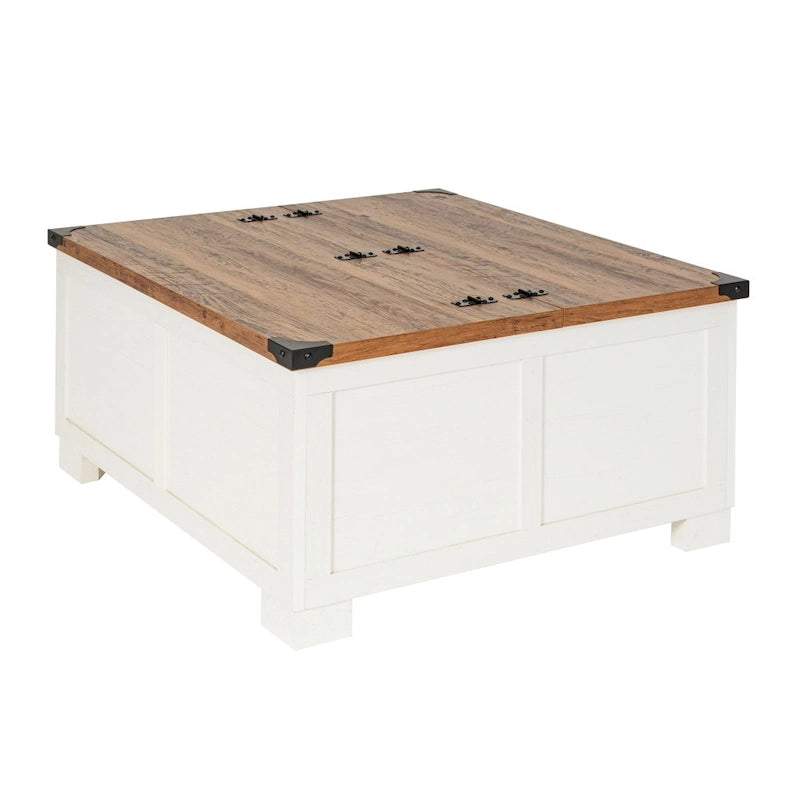 Farmhouse Coffee Table with Hinged Lift Top and Storage