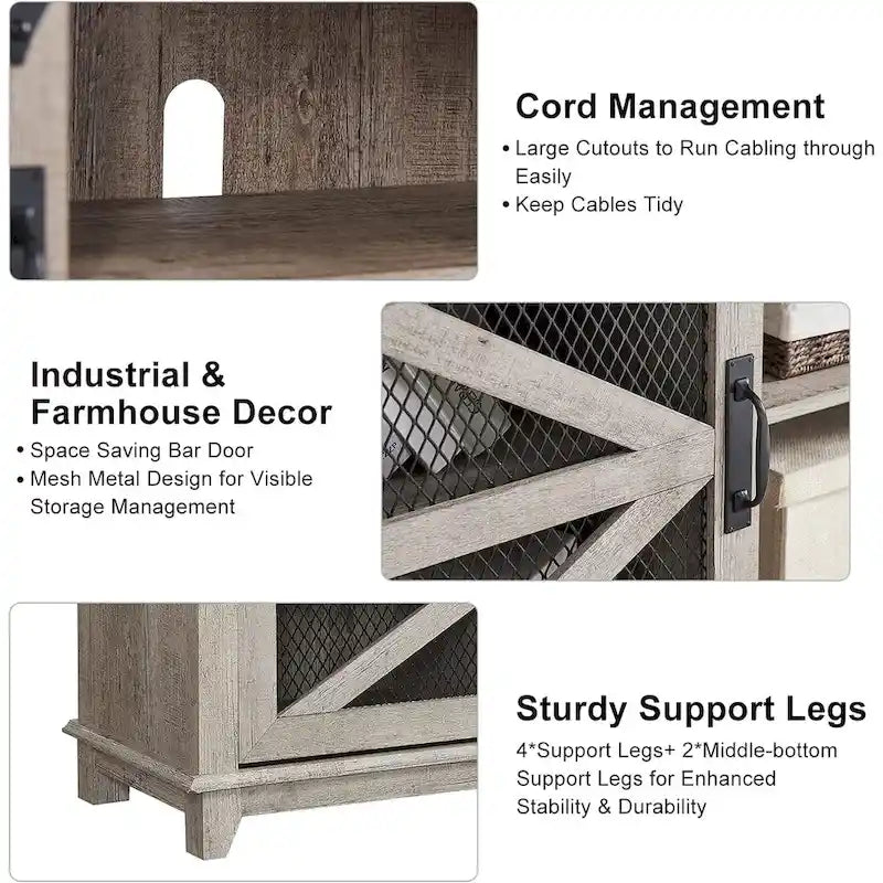 Industrial & Farmhouse TV Stand, Entertainment Center, TV Console