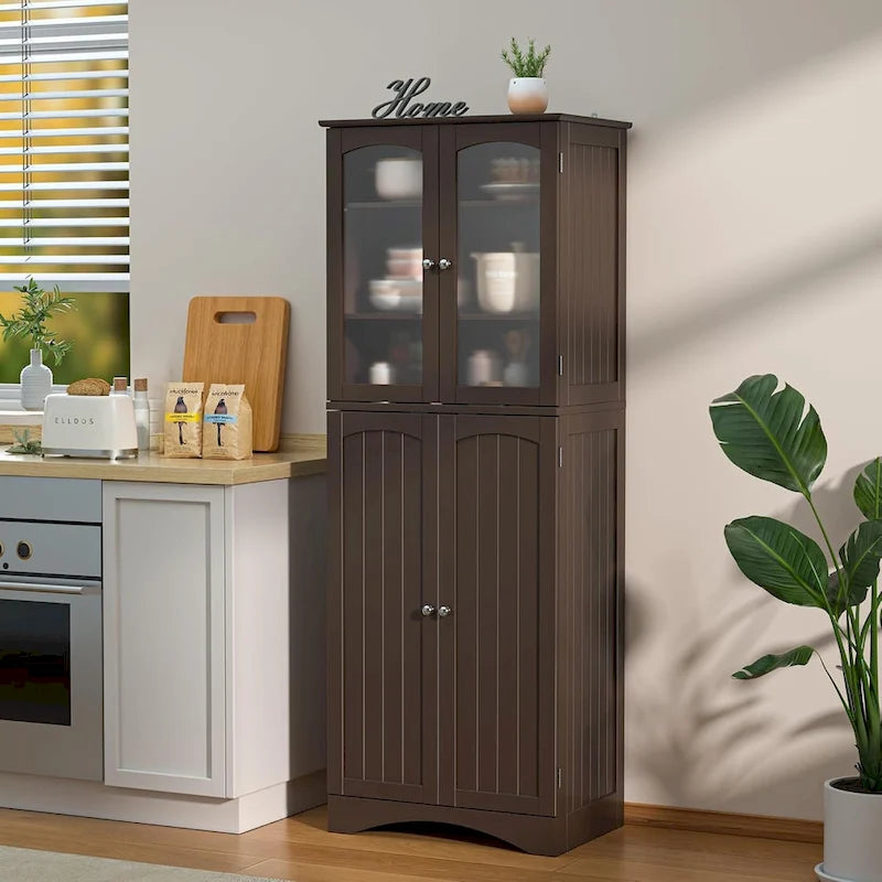 64 inches Tall Kitchen Storage Pantry Cabinet with Adjustable Shelves