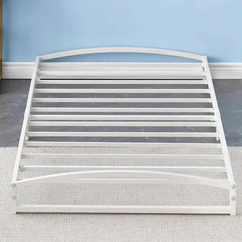 White 6 Inch Metal Platform Low Profile Bed Frame