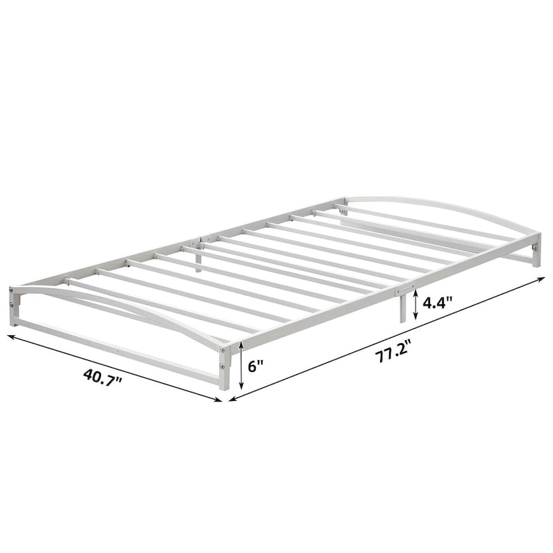 White 6 Inch Metal Platform Low Profile Bed Frame