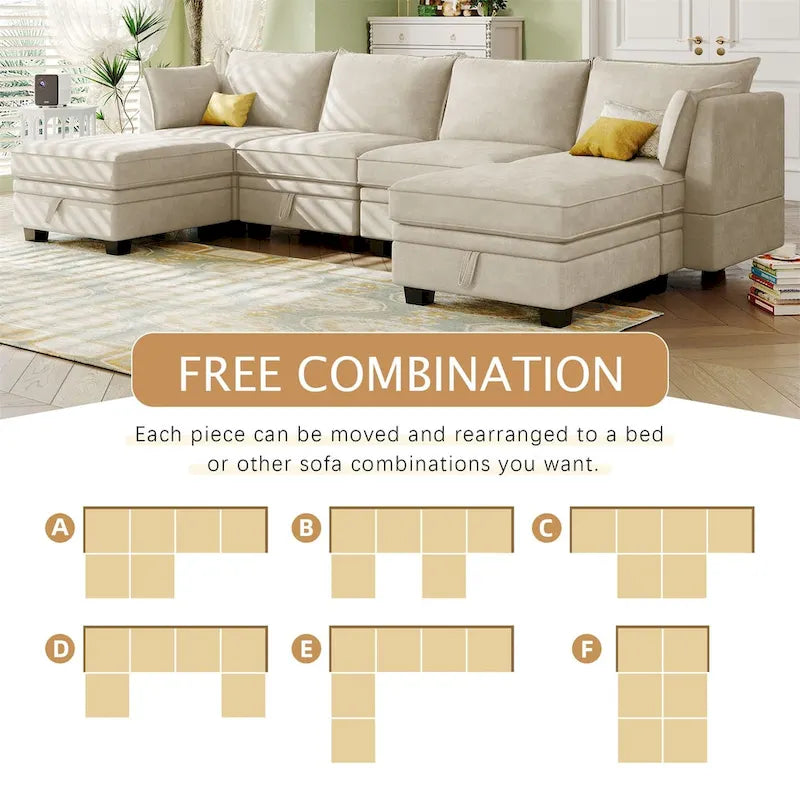Merax Modern Large U-Shape Modular Sectional Sofa