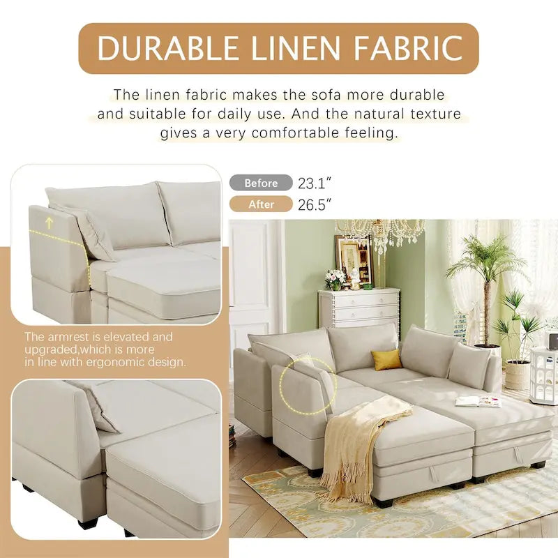 Merax Modern Large U-Shape Modular Sectional Sofa