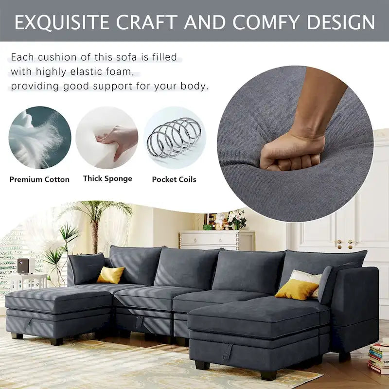 Merax Modern Large U-Shape Modular Sectional Sofa