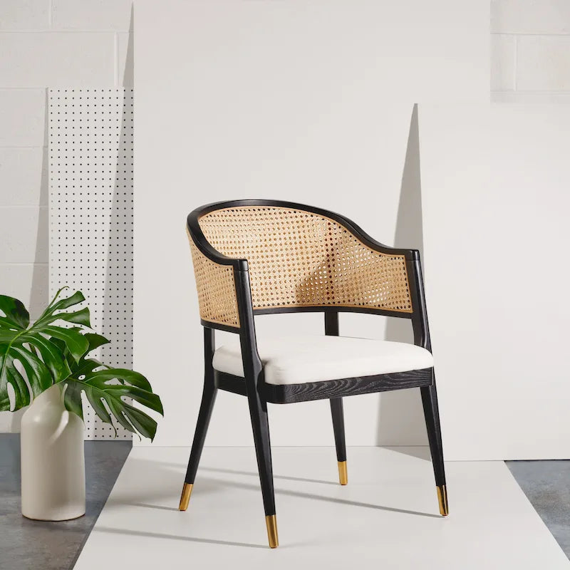 SAFAVIEH Couture Dominica Rattan Dining Chair - 23.4 W x 22.8 L x 33.6 H - 23W x 23D x 34H
