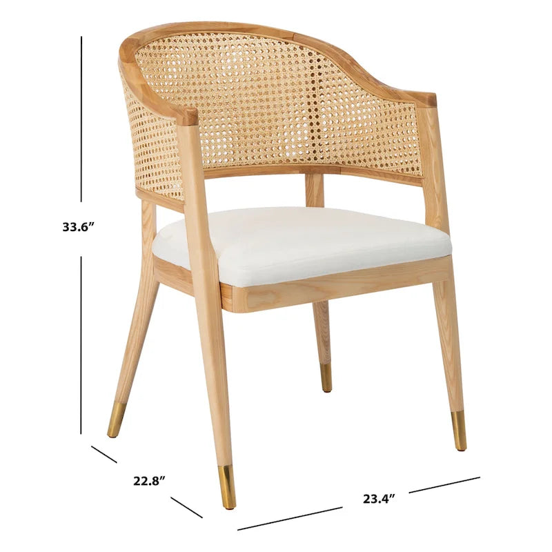 SAFAVIEH Couture Dominica Rattan Dining Chair - 23.4 W x 22.8 L x 33.6 H - 23W x 23D x 34H