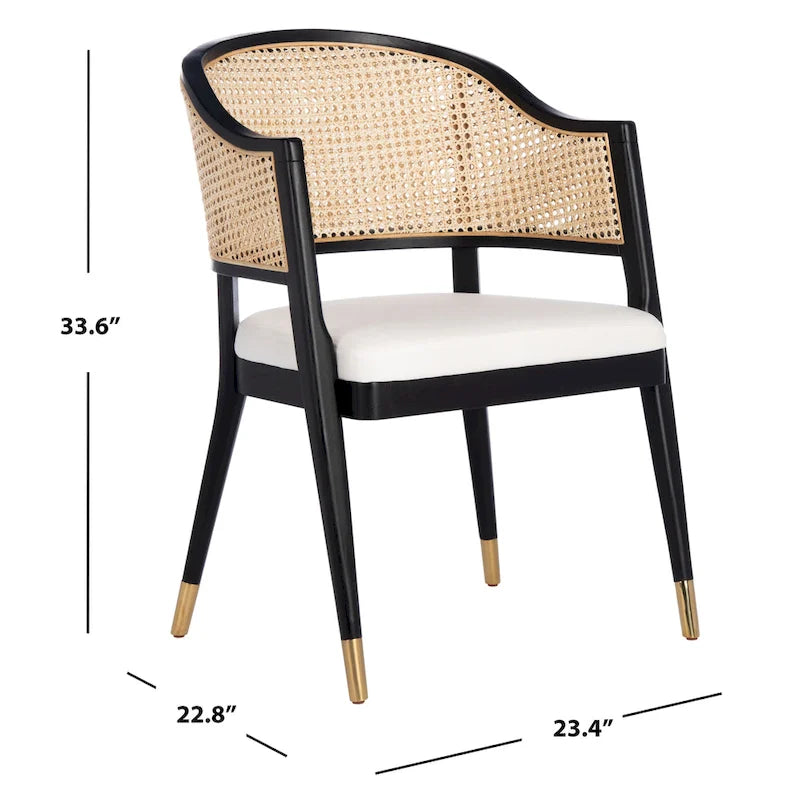 SAFAVIEH Couture Dominica Rattan Dining Chair - 23.4 W x 22.8 L x 33.6 H - 23W x 23D x 34H