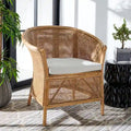 SAFAVIEH Adline Rattan Honey Brown Accent Chair with Cushion - 29.9 W x 25.6 L x 31.5 H - 30Wx26Dx32H