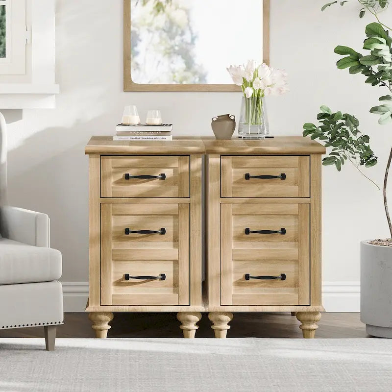 WAMPAT Modern End Table with Charging Station, Sofa Side Table with Storage