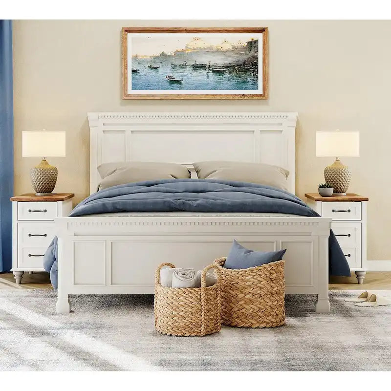 WAMPAT Modern End Table with Charging Station, Sofa Side Table with Storage