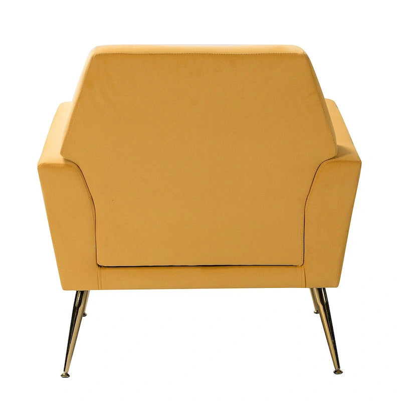 Lilia Contemporary Velvet Upholstered Tufted Back Armchair with Metal Golden legs by HULALA HOME