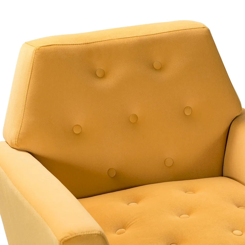 Lilia Contemporary Velvet Upholstered Tufted Back Armchair with Metal Golden legs by HULALA HOME