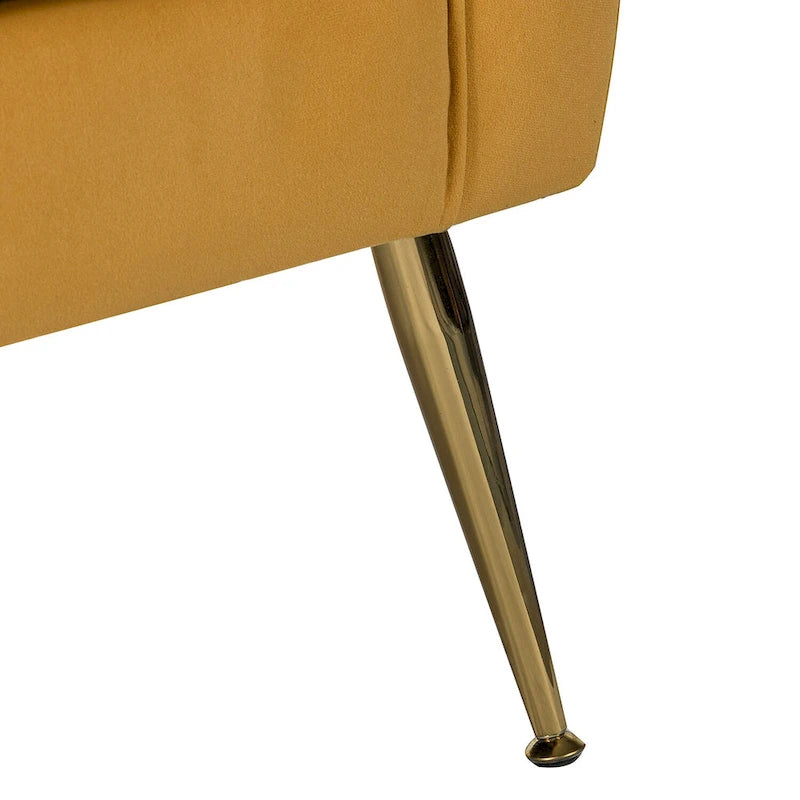 Lilia Contemporary Velvet Upholstered Tufted Back Armchair with Metal Golden legs by HULALA HOME