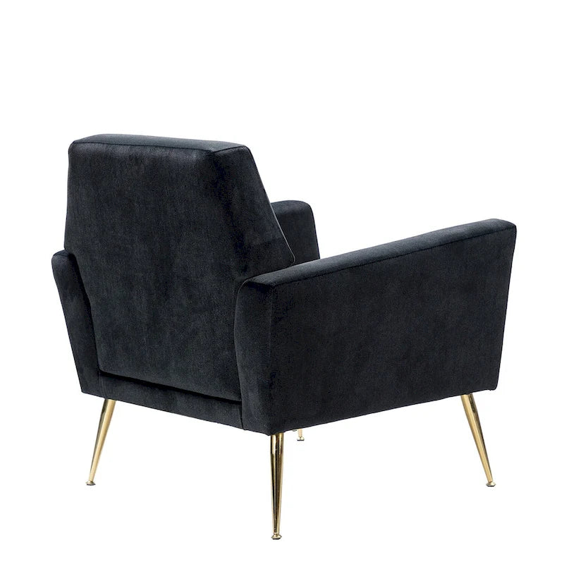Lilia Contemporary Velvet Upholstered Tufted Back Armchair with Metal Golden legs by HULALA HOME