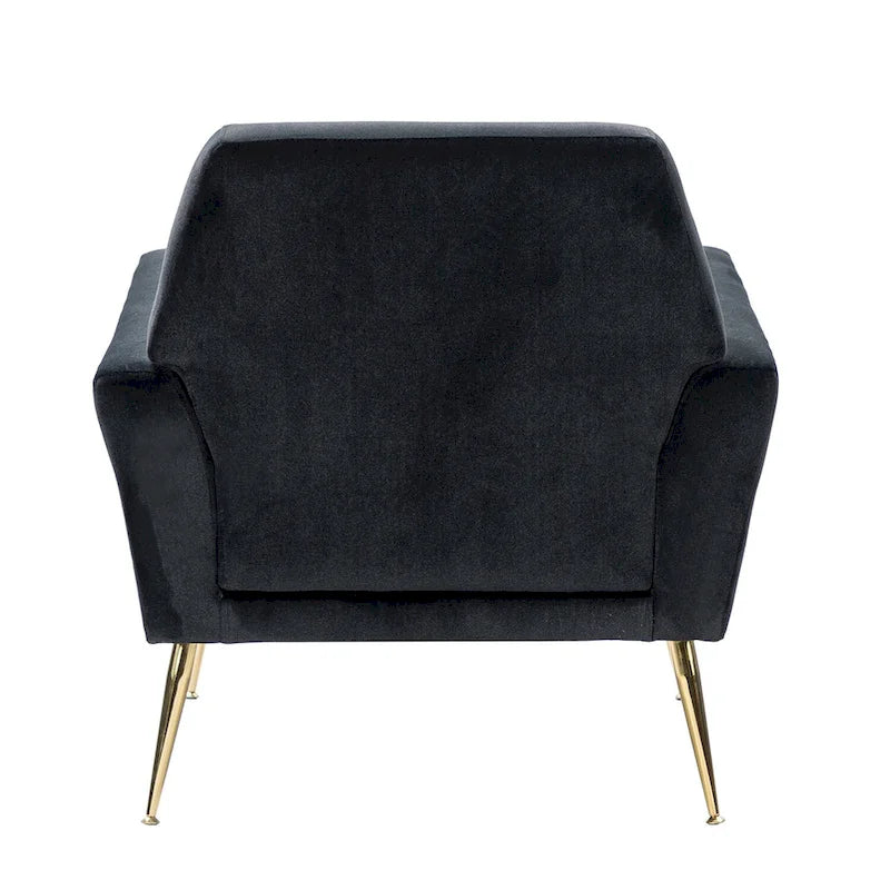 Lilia Contemporary Velvet Upholstered Tufted Back Armchair with Metal Golden legs by HULALA HOME