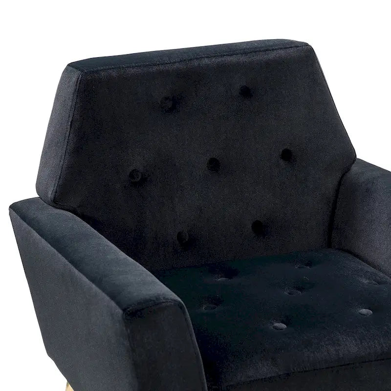 Lilia Contemporary Velvet Upholstered Tufted Back Armchair with Metal Golden legs by HULALA HOME
