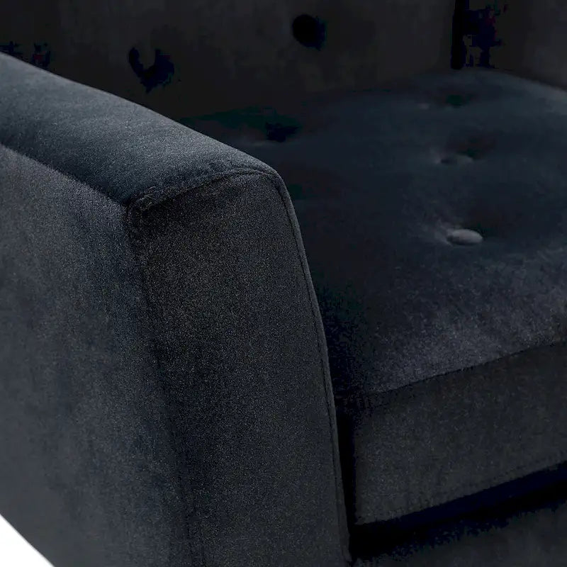 Lilia Contemporary Velvet Upholstered Tufted Back Armchair with Metal Golden legs by HULALA HOME