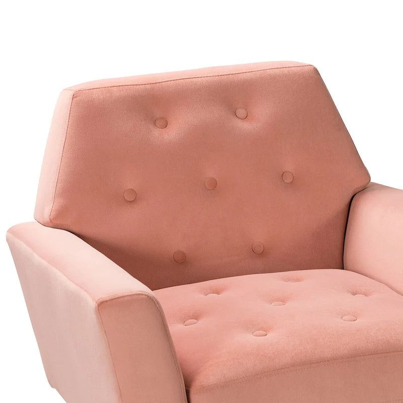 Lilia Contemporary Velvet Upholstered Tufted Back Armchair with Metal Golden legs by HULALA HOME