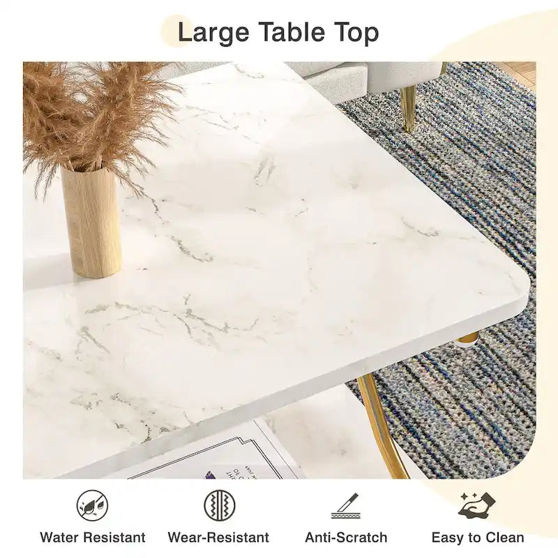 VECELO Coffee Table with Storage and Open Shelves for Living Dining Room 39-Inch, Modern Rectangle & Industrial Design