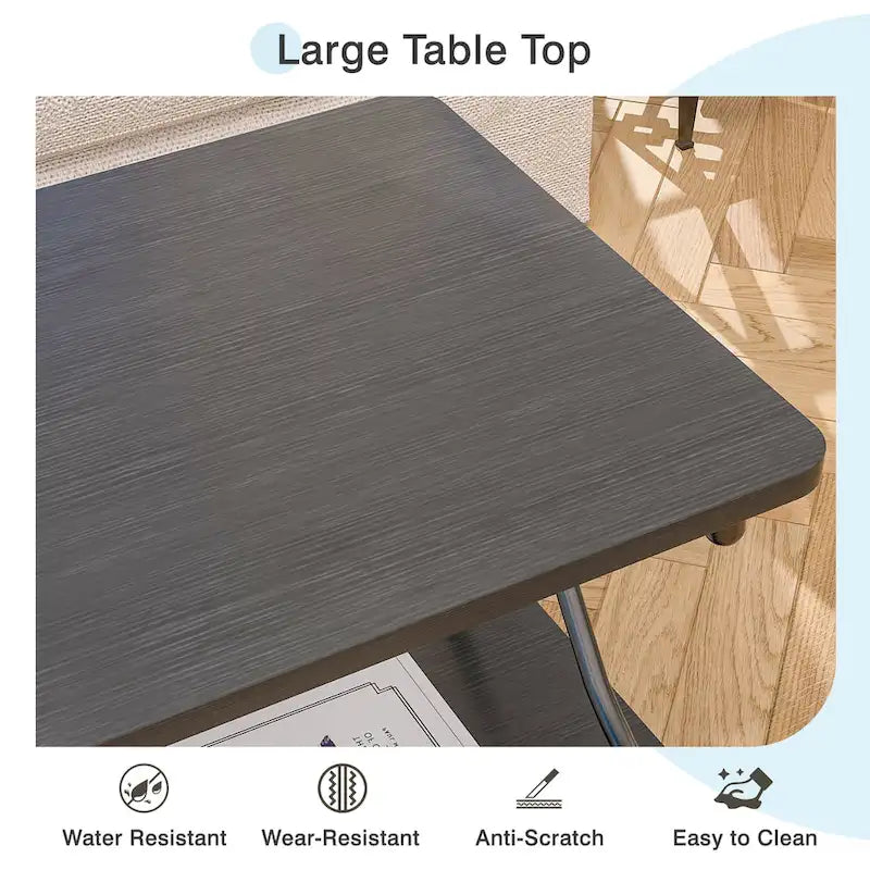 VECELO Coffee Table with Storage and Open Shelves for Living Dining Room 39-Inch, Modern Rectangle & Industrial Design