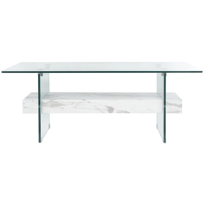 SAFAVIEH Gennie Modern Glass Coffee Table - 43.3 x 23.6 x 16.5 - 43Wx24Dx17H